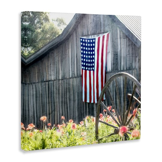 Stupell Industries Americana Barn Floral Farmland Canvas Wall Art